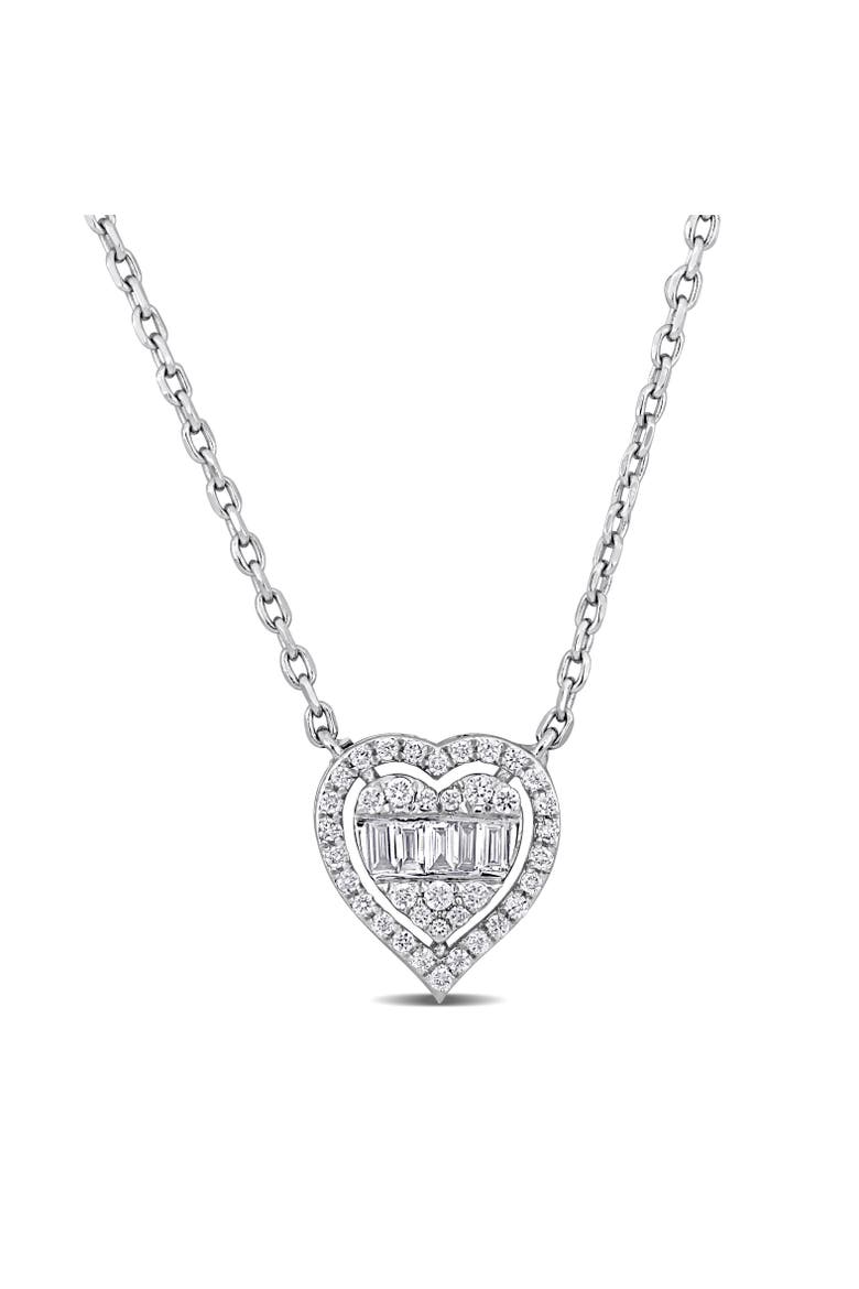 1/4 CTW Diamond Heart Halo Necklace 14k, Main, color, 14k White Gold
