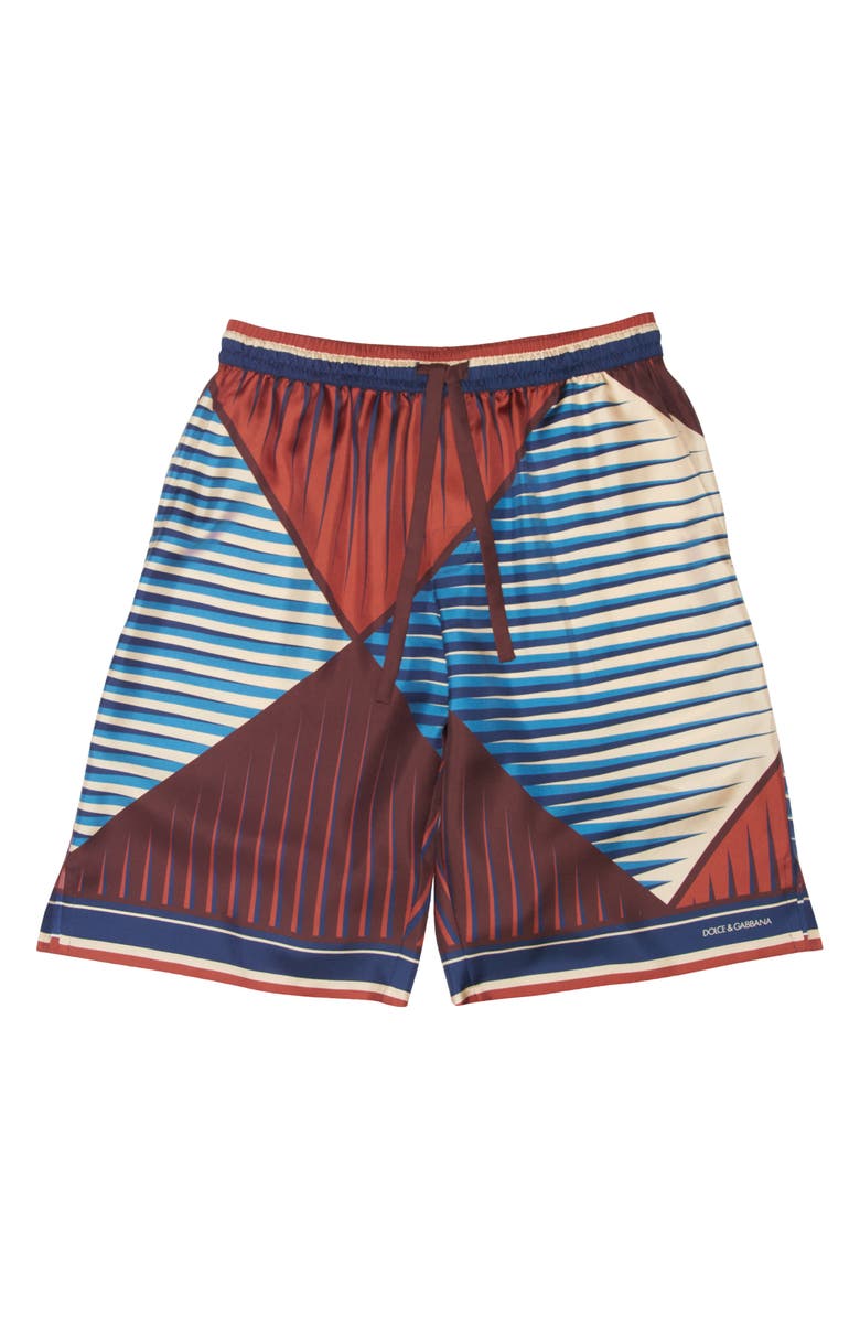 Dolce&Gabbana Diamond Print Silk Twill Shorts, Alternate, color,