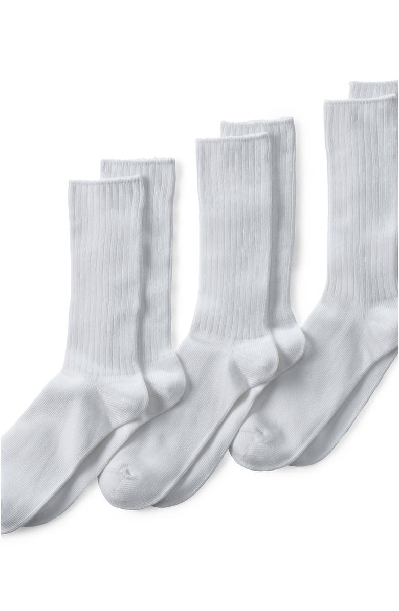 Lands' End Crew Socks 3 Pack, Main, color, White
