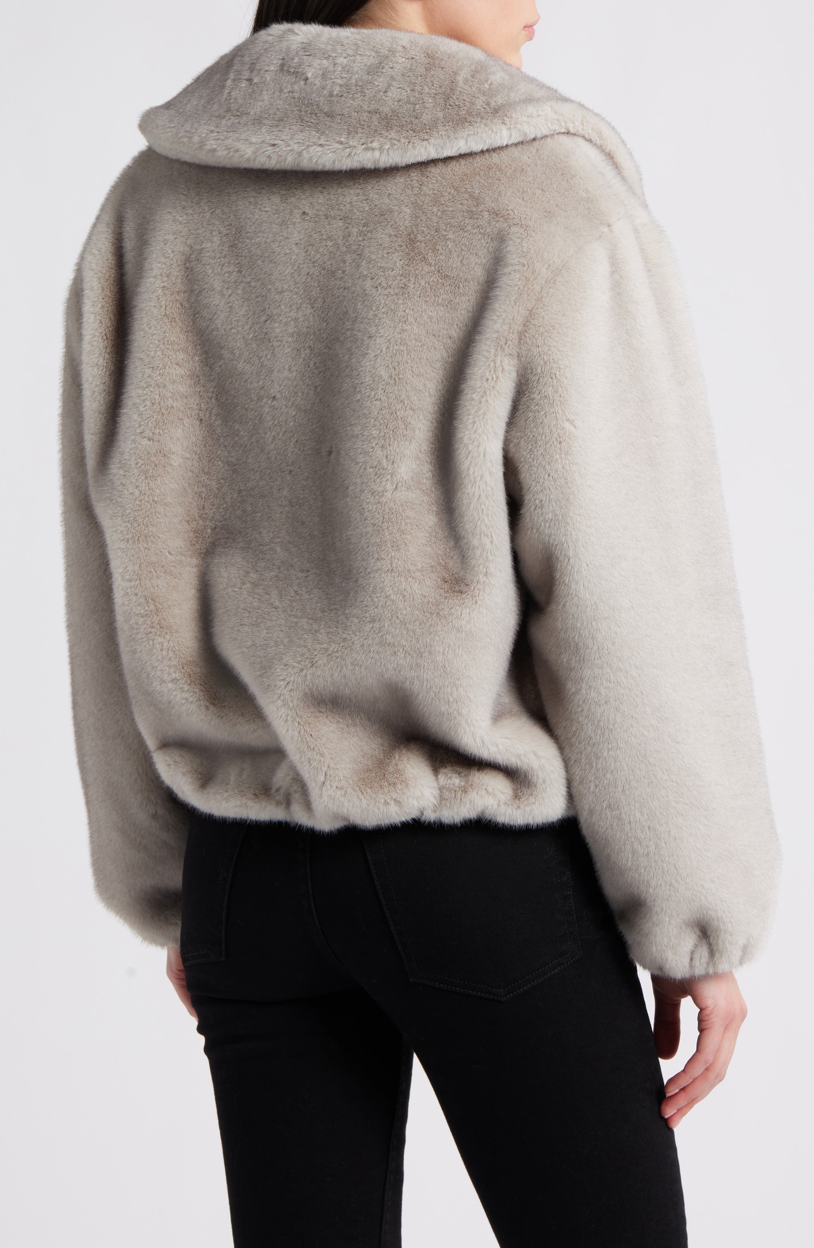Channel Quilted Faux Fur Jacket - image 2
