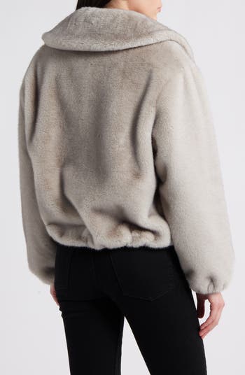 Channel Quilted Faux Fur Jacket