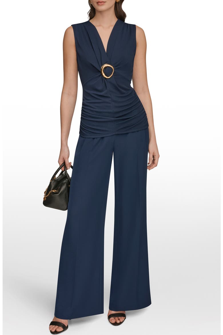 Hardware Accent Sleeveless V-Neck Top, Alternate, color, NIGHTFALL