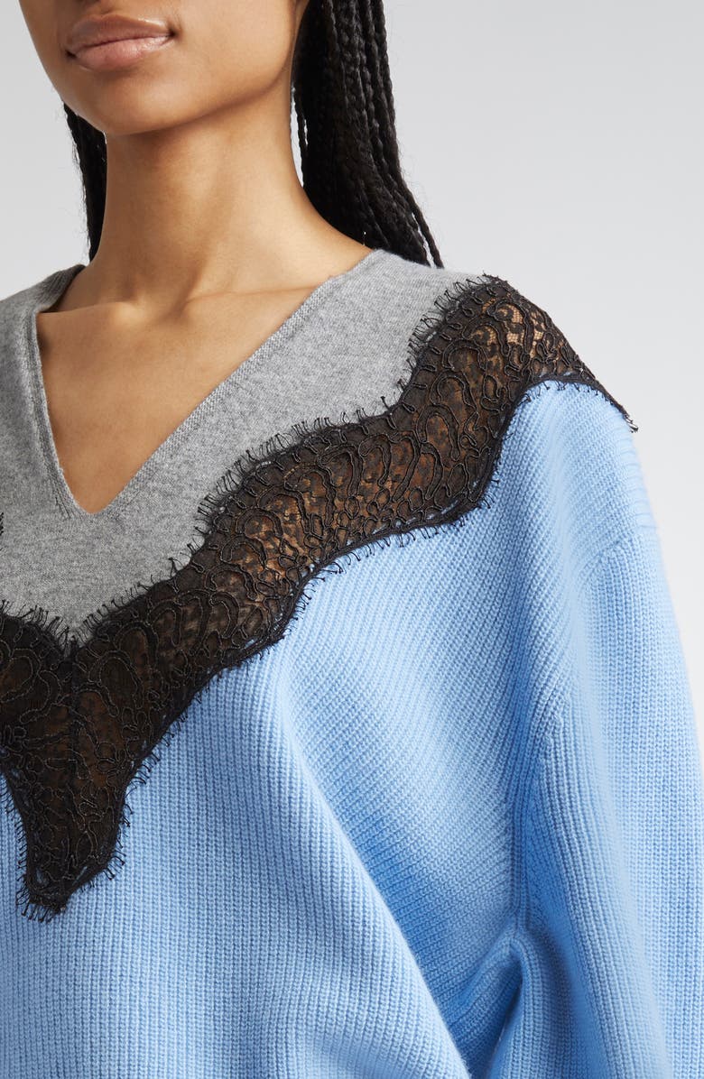 Stella McCartney Miracle Lace Virgin Wool Jumper, Alternate, color, 4008 - Sky Blue