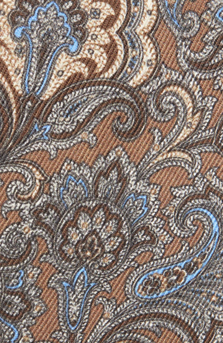 David Donahue Paisley Silk Tie, Alternate, color, Chocolate