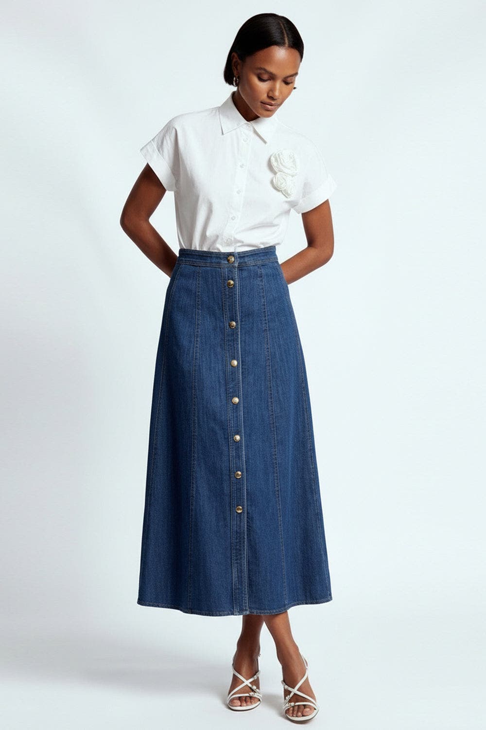 Aliana Denim Midi Skirt - image 2