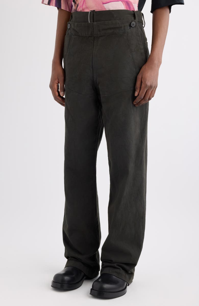 Dries Van Noten Pennine Belted Foldover Waist Jeans, Alternate, color, Dark Grey