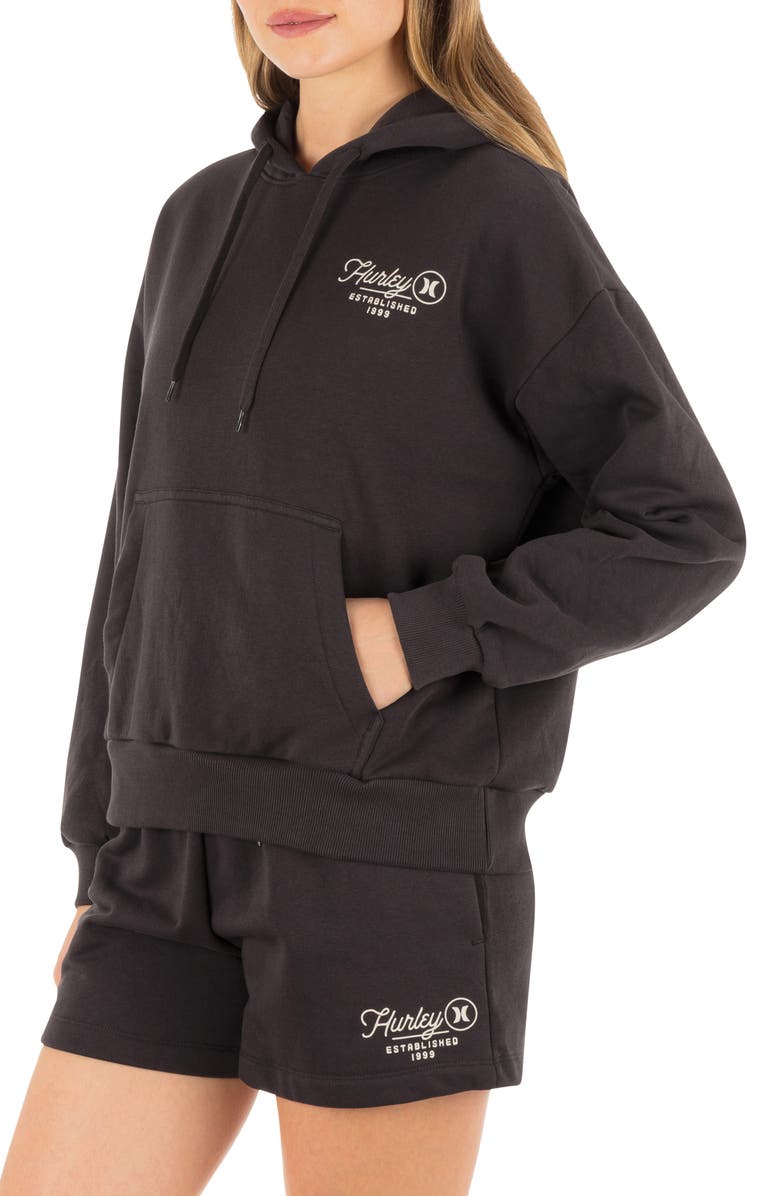 Hurley Surfbound Fleece Hoodie, Alternate, color, Off Black