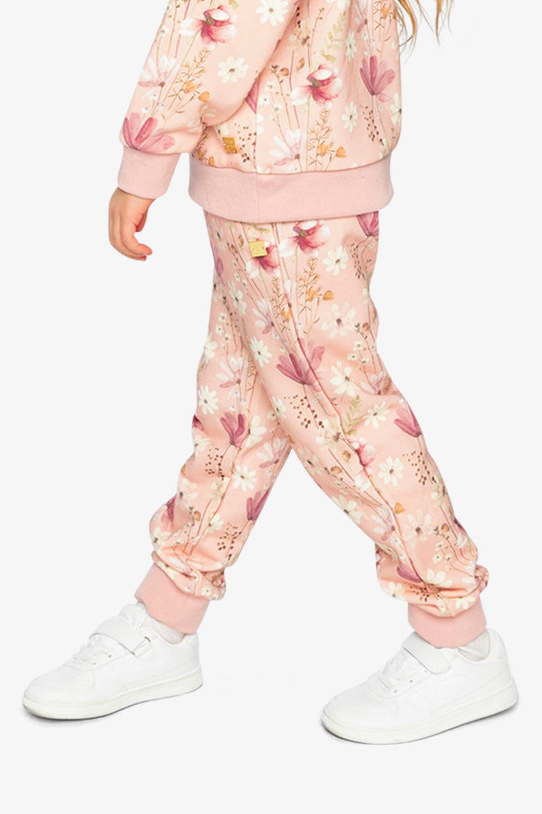 French Terry Ribbed Cuff Sweatpants, Alternate, color, Pink Printed Flowers