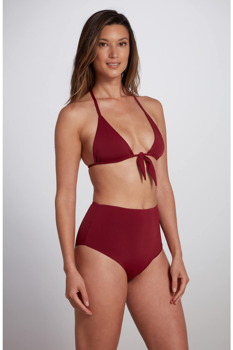 Maya Triangle Bikini Top, Alternate, color, Burgundy