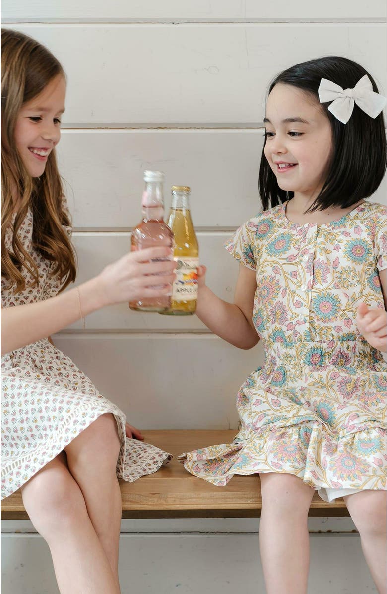 Hope & Henry Girls' Organic Short Sleeve Split Neck Tiered Dress, Kids, Alternate, color, 