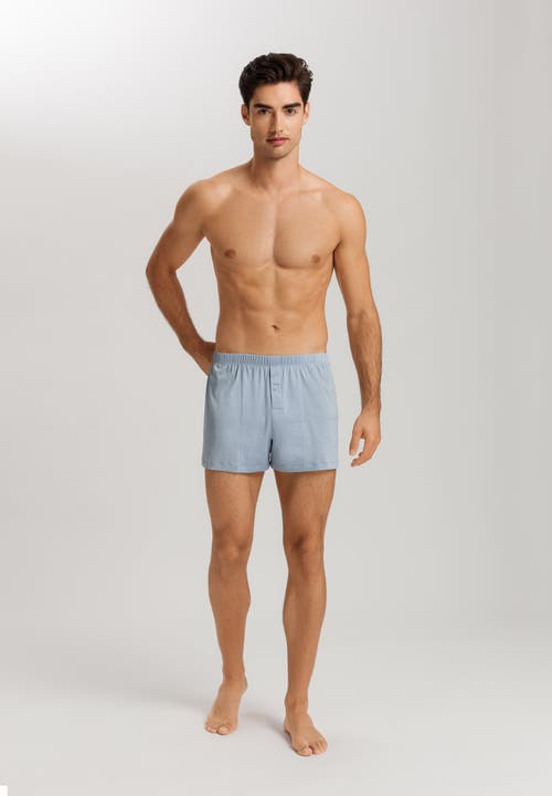 Hanro Cotton Sporty Button Fly Cotton Boxer In Sea Breeze