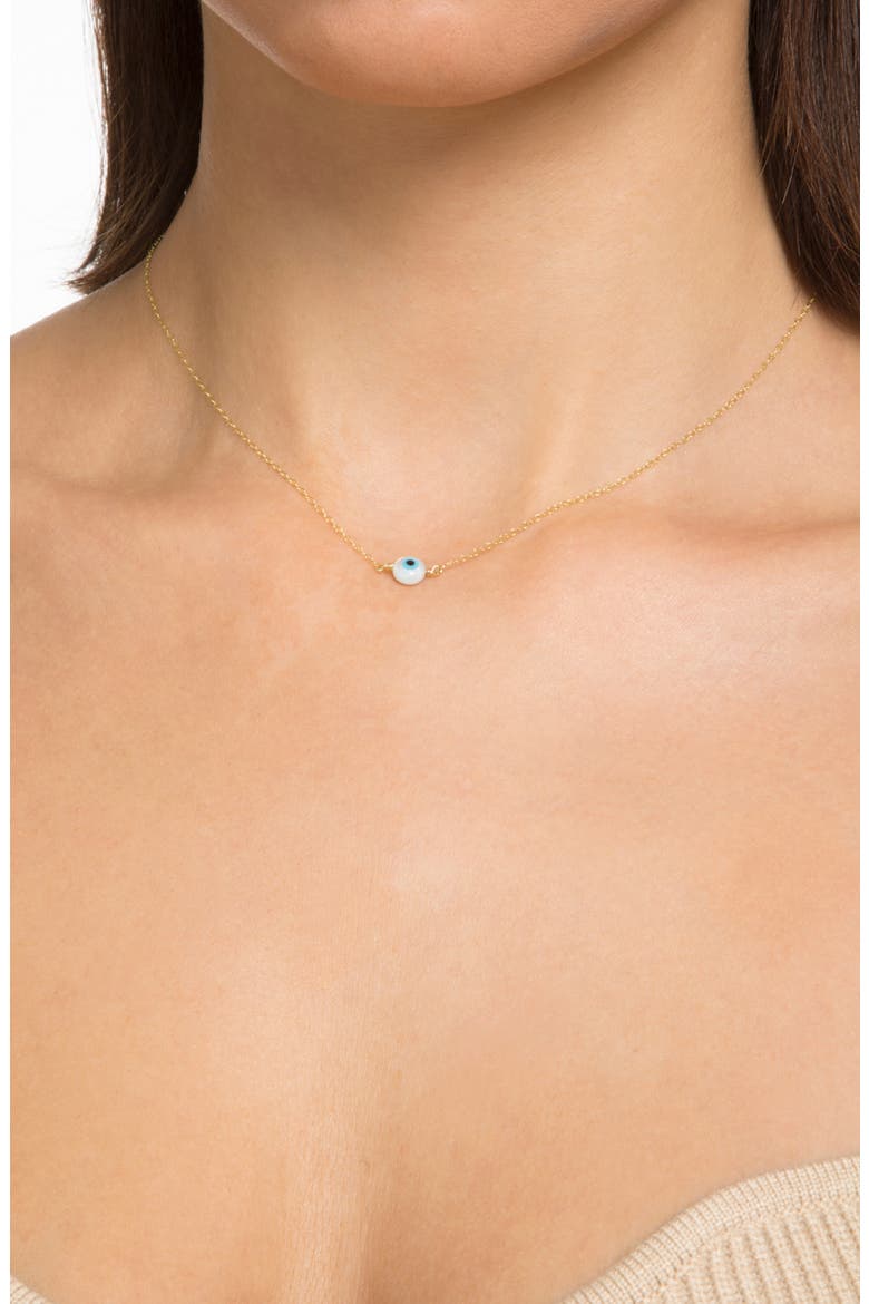 Evil Eye Pendant Necklace, Alternate, color, 14K GOLD MOTHER OF PEARL