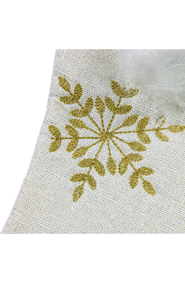Northlight 20" Cream with Gold Snowflakes Christmas Stocking with Faux Fur Cuff, Alternate, color, White