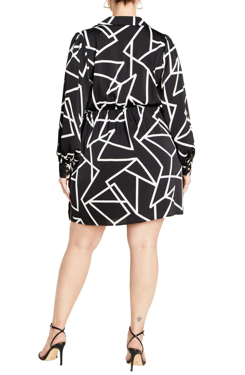 City Chic Frances Print Wrap Front Long Sleeve Dress, Alternate, color,