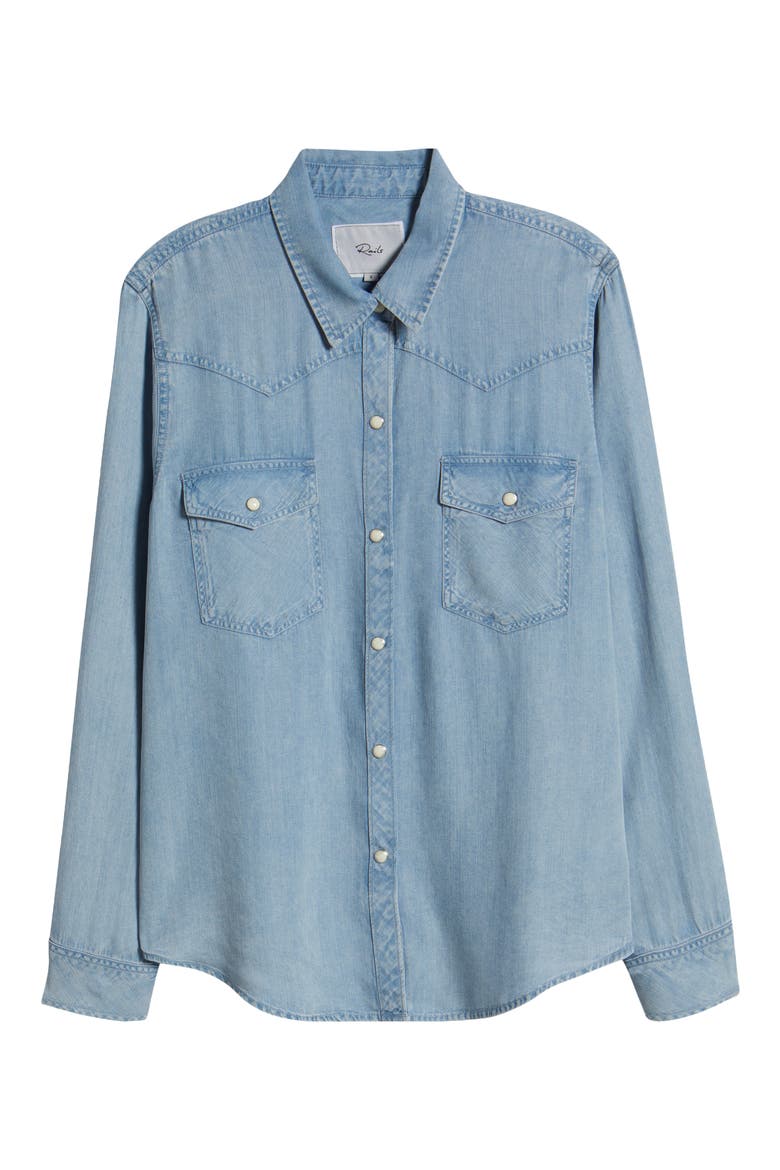 Remi Denim Button-Up Shirt, Alternate, color, MEDIUM INDIGO