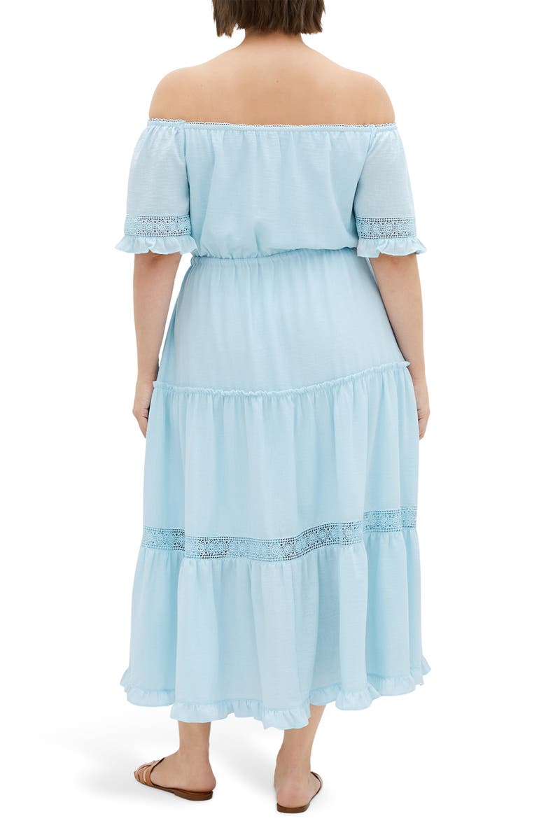 City Chic Angel Embroidery Detail Midi Dress, Alternate, color, Ice Blue