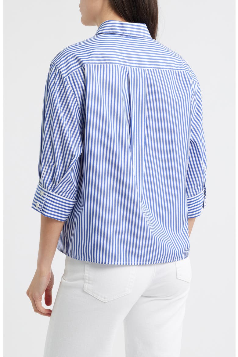 Lucia Stripe Cotton Poplin Button-Up Shirt, Alternate, color, NAVY STRIPE