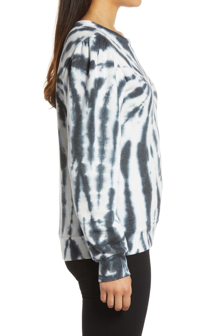 Puff Sleeve Sweatshirt, Alternate, color, BLACK TIE DYE