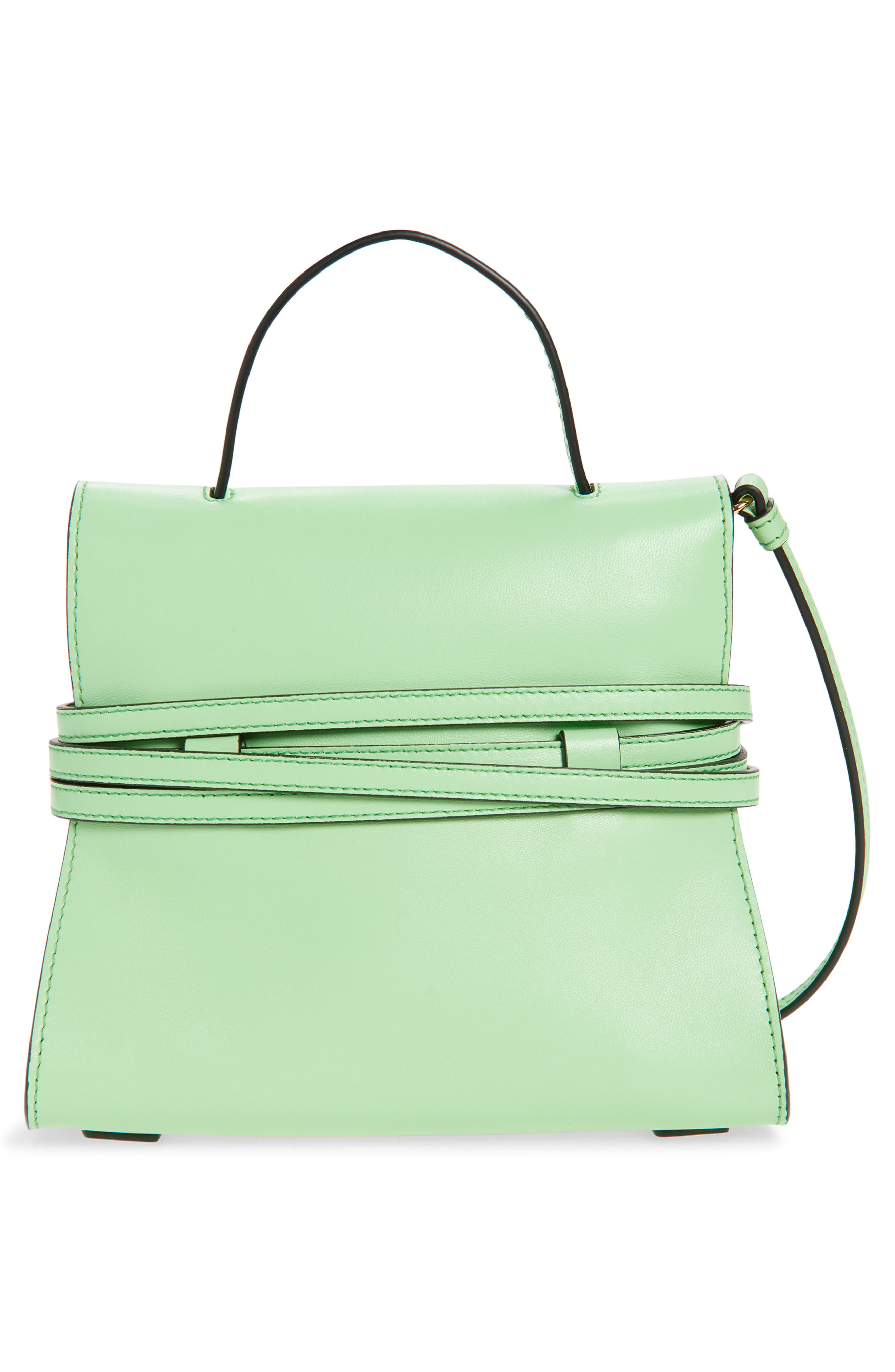 Moschino Small Tie Me Leather Top Handle Bag, Alternate, color, 822 Pistachio