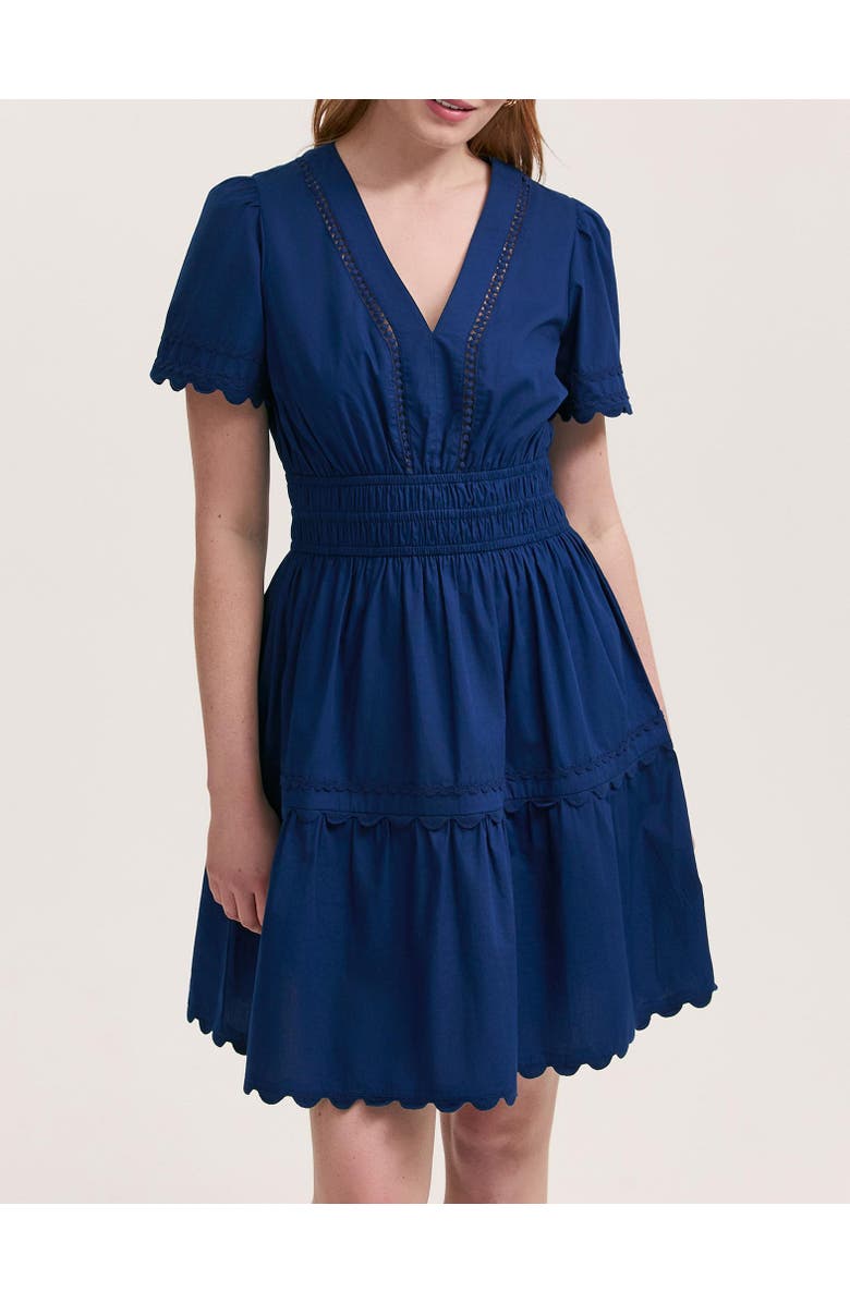 Finery London Reece Ric Rac Trim Cotton Short Dress, Alternate, color, Indigo