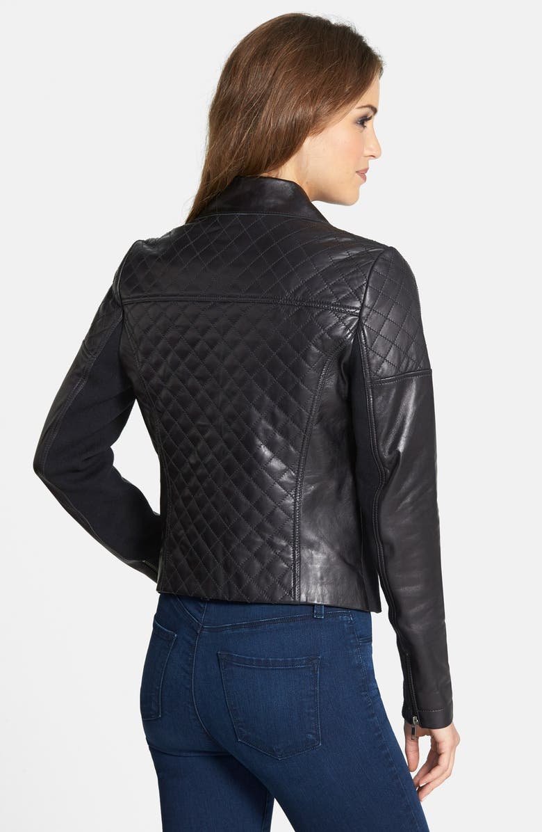 Halogen<sup>®</sup> Quilt Detail Leather Jacket, Alternate, color, 