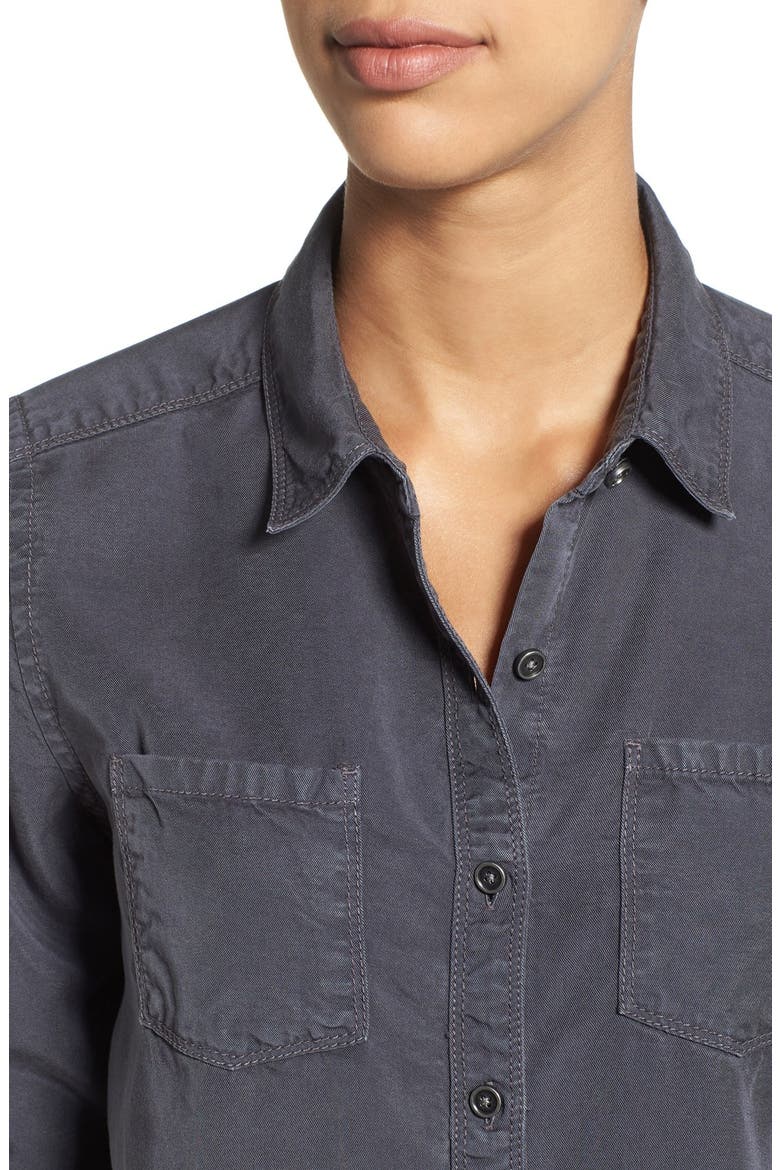 Long Sleeve Denim Shirt, Alternate, color, GREY EBONY