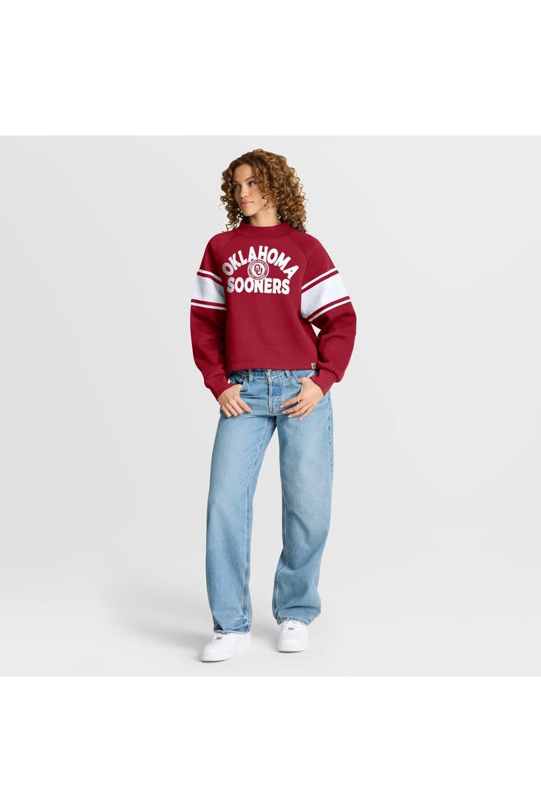Women's Fanatics Crimson Oklahoma Sooners Oversized Hometown Premium Punt Coverage Raglan Pullover Sweatshirt, Alternate, color, Crimson