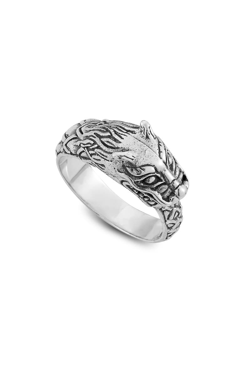 Engraved Dragon Ring, Alternate, color, SILVER
