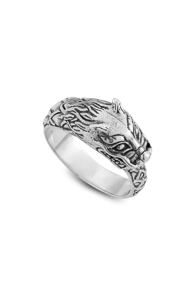 SAMUEL B. Engraved Dragon Ring, Alternate, color, Silver