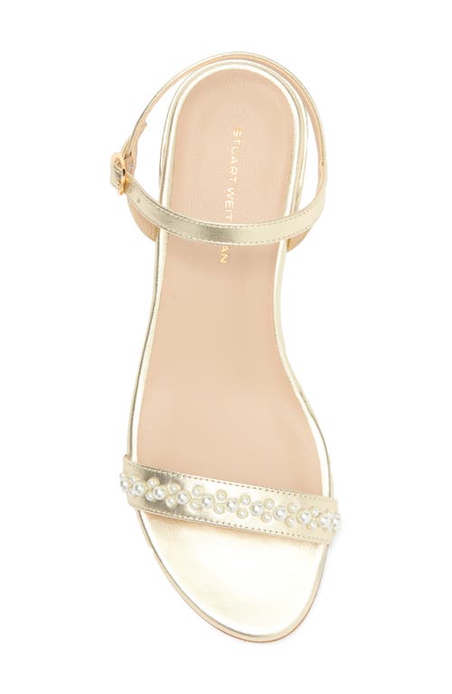 Stuart Weitzman Dancer Demipearl Sandal In Platino