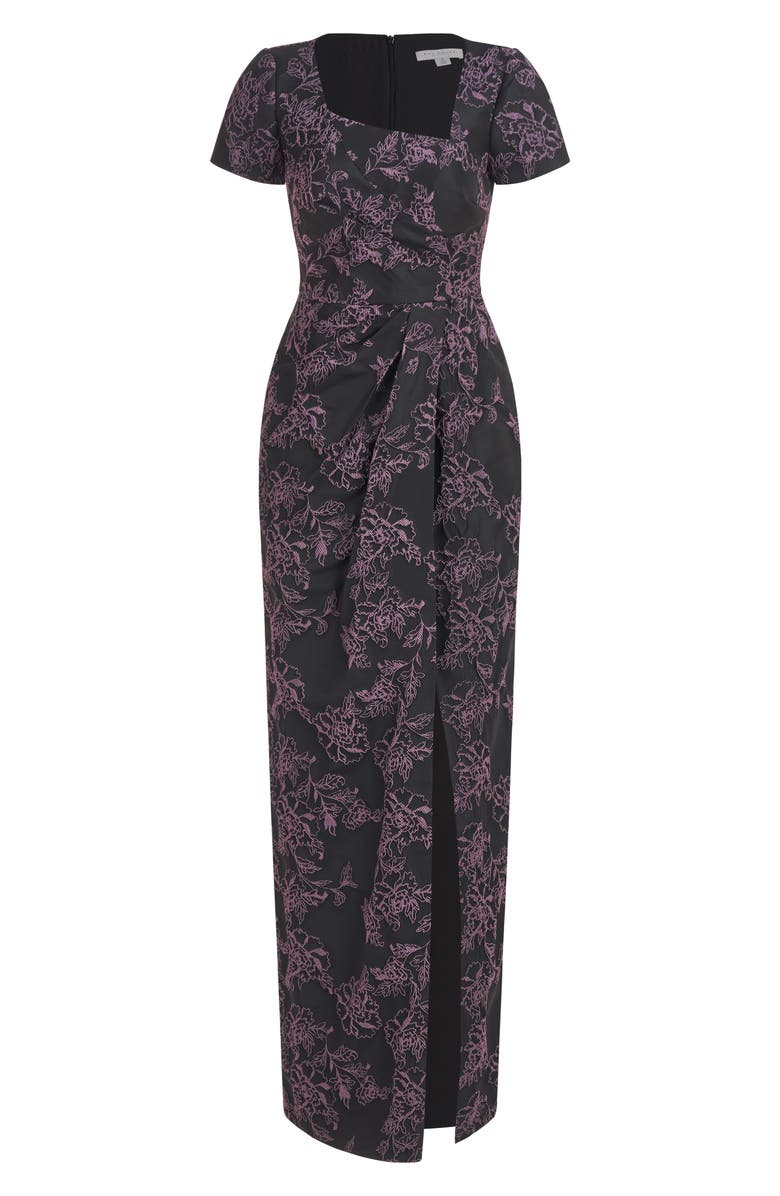 Kay Unger Rosalyn Floral Short Sleeve Column Gown, Alternate, color,