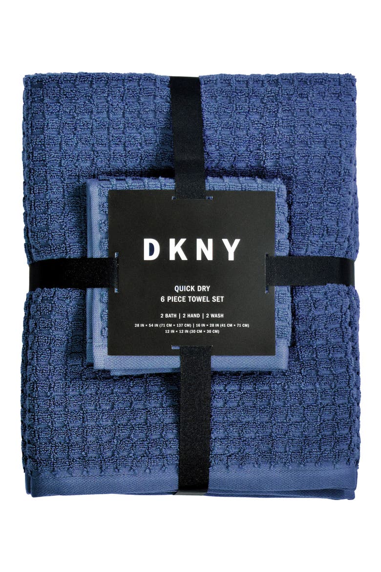 Quick Dry 6-Piece Bath Towel, Hand Towel & Washcloth Set, Alternate, color, DENIM