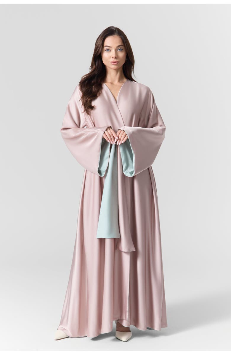 Le Fafo Luna Reversible Silk Belted Dress, Alternate, color, Pink/Green