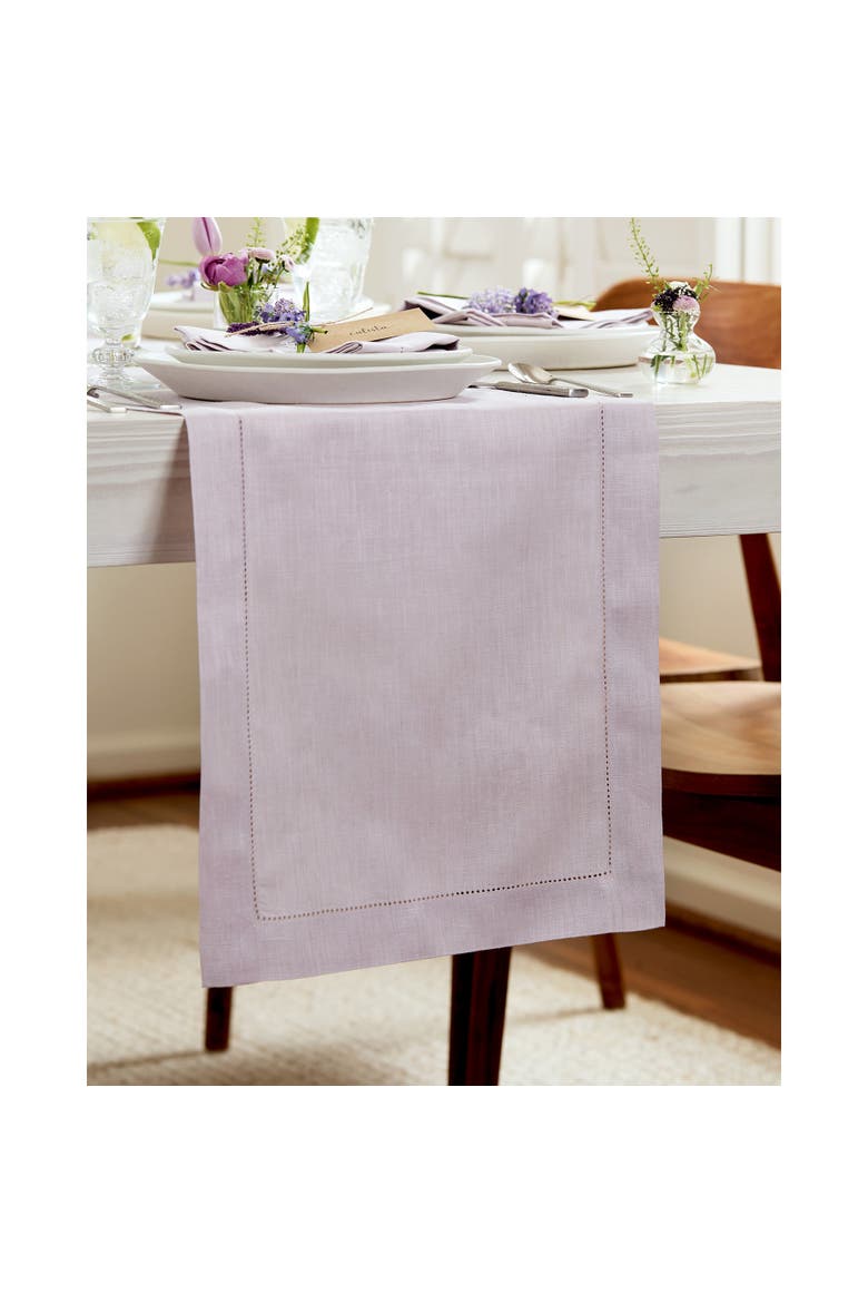 Linen Table Runner - Classic Hemstitch, Alternate, color, Lilac