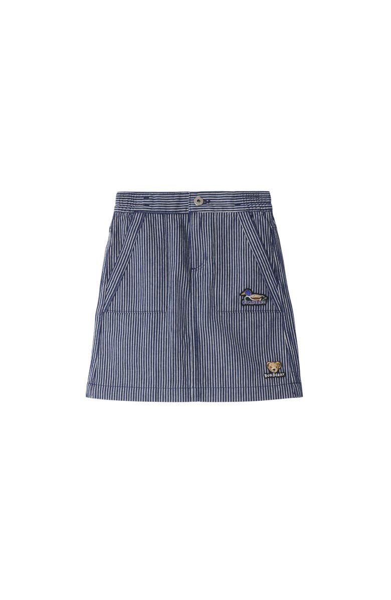 Burberry Striped Denim Skirt, Main, color, Dark Navy