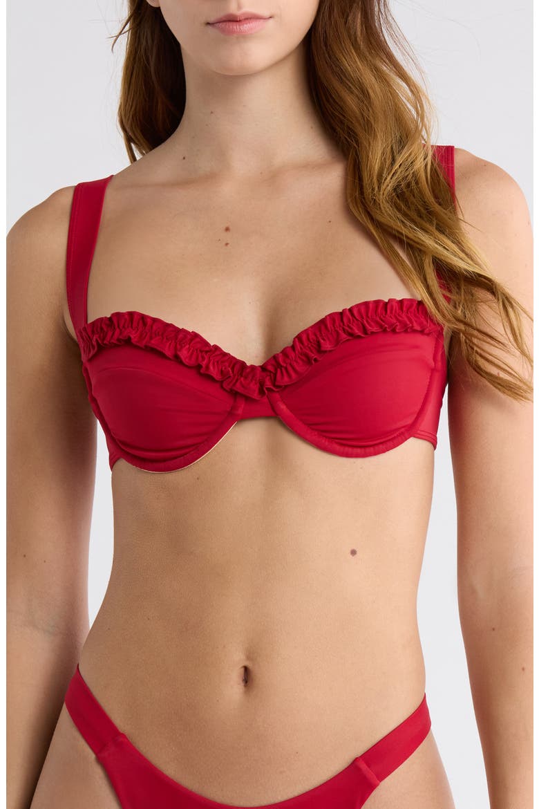 Elise Ruffle Bikini Top, Main, color, JESTER RED