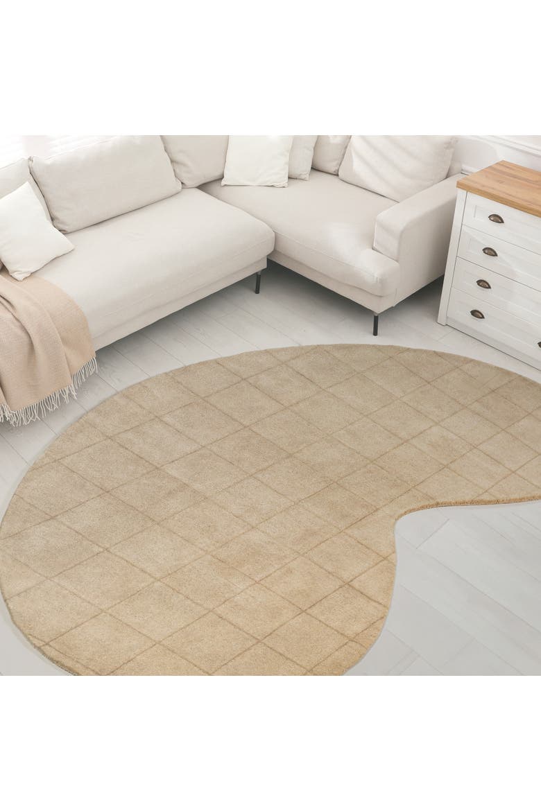 Bean Modern Plaid Grid Handwoven Wool Area Rug, Alternate, color, Beige/Light Brown