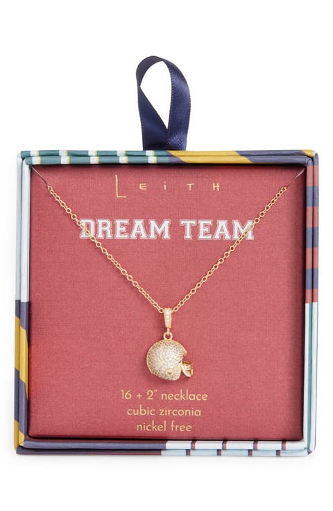 Pavé CZ Football Helmet Pendant Necklace