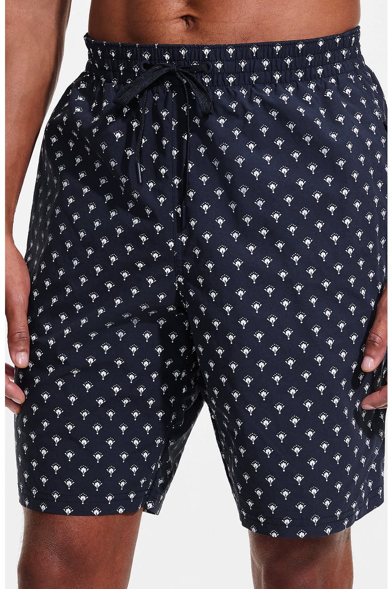 9" Volley Hydroliner Swim Trunks, Main, color, Radiant Navy Foulard