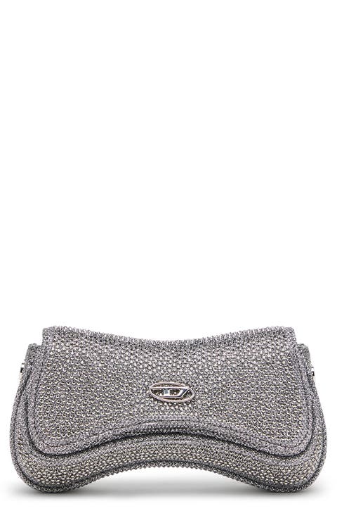 Small Play Crystal Embellished Shimmer Mesh Crossbody Bag