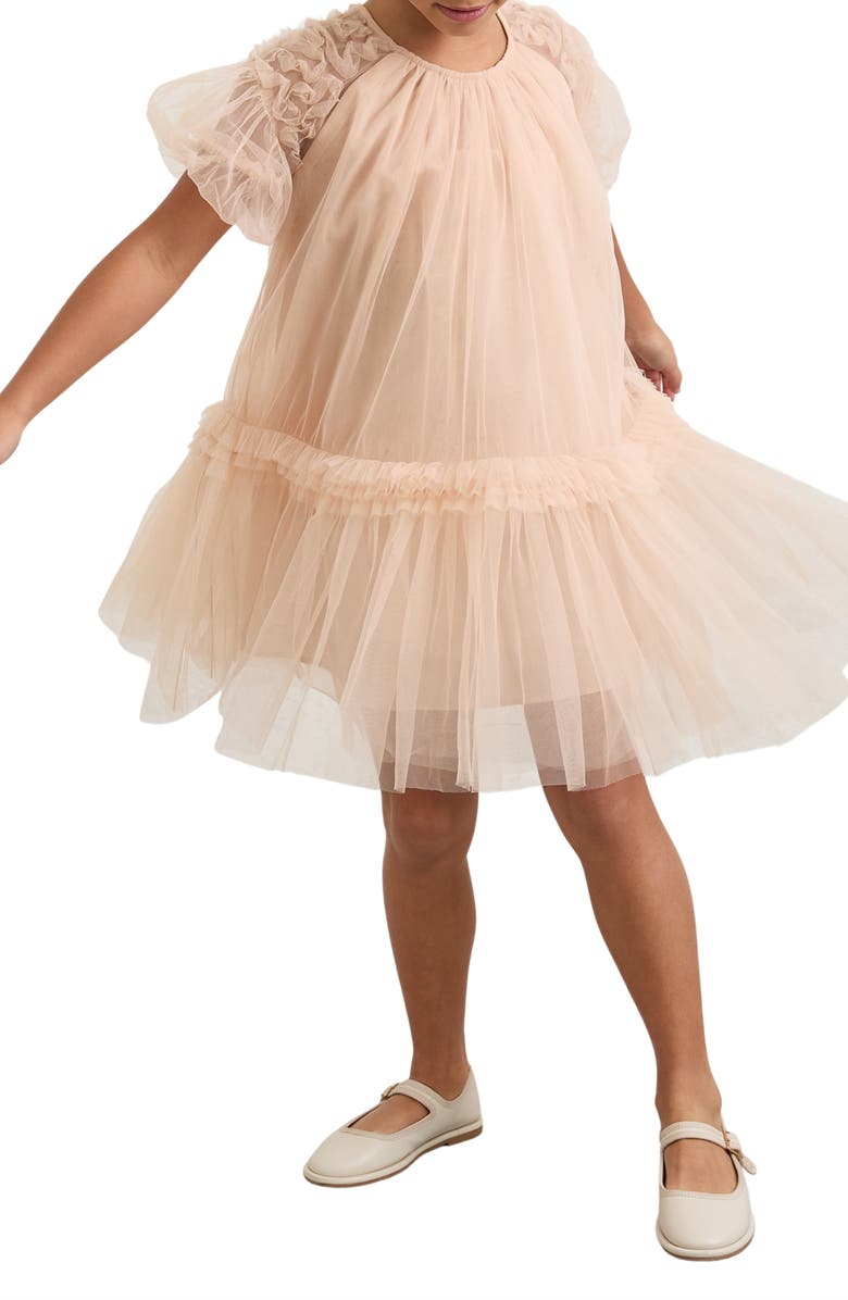 Reiss Kids' Tallulah Ruffle Tulle Party Dress, Alternate, color, Neutral