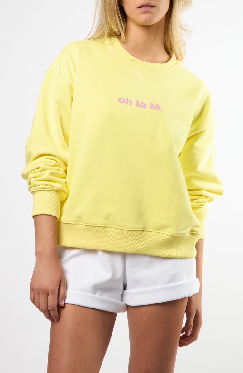 Viens Avec Moi The Oh Là Là Cotton Graphic Sweatshirt, Main, color, Yellow