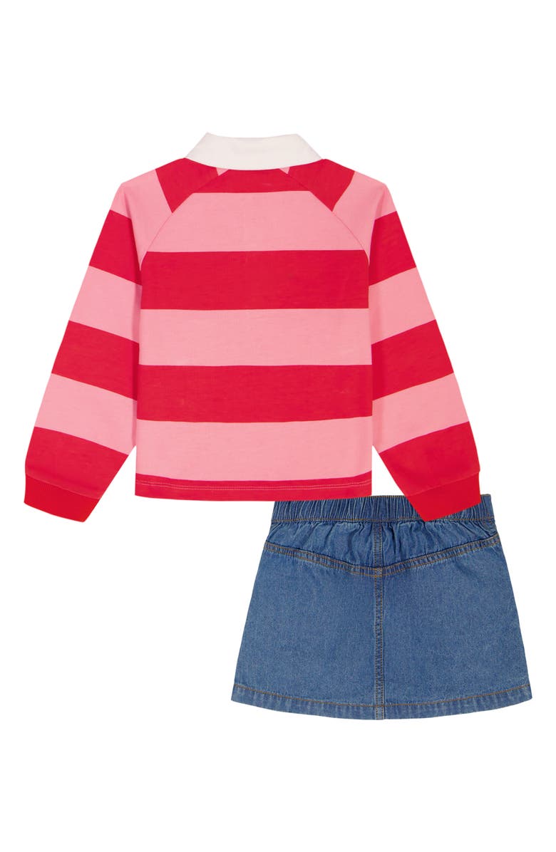 Tommy Hilfiger Rugby Stripe Long Sleeve Polo & Skirt, Alternate, color, Red