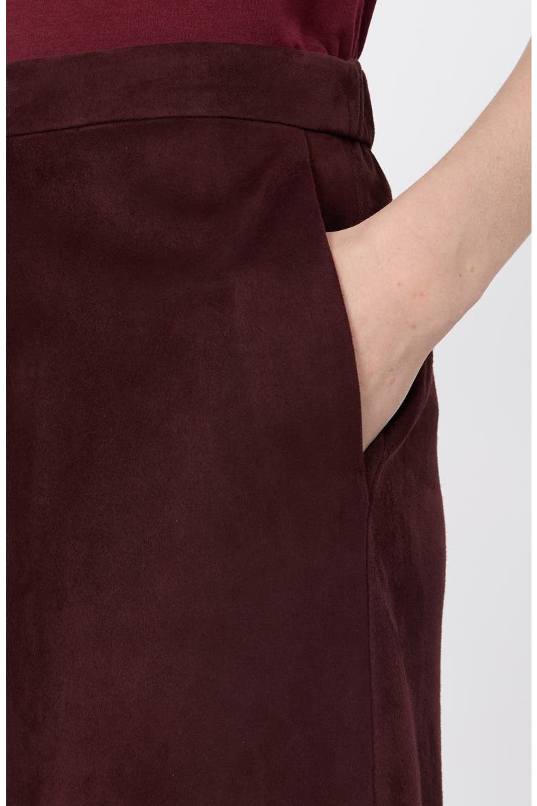 Lambskin Suede Drawstring Midi Skirt, Alternate, color, RED