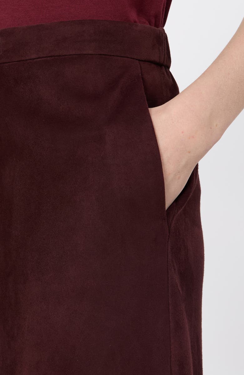 Max Mara Lambskin Suede Drawstring Midi Skirt, Alternate, color, Red