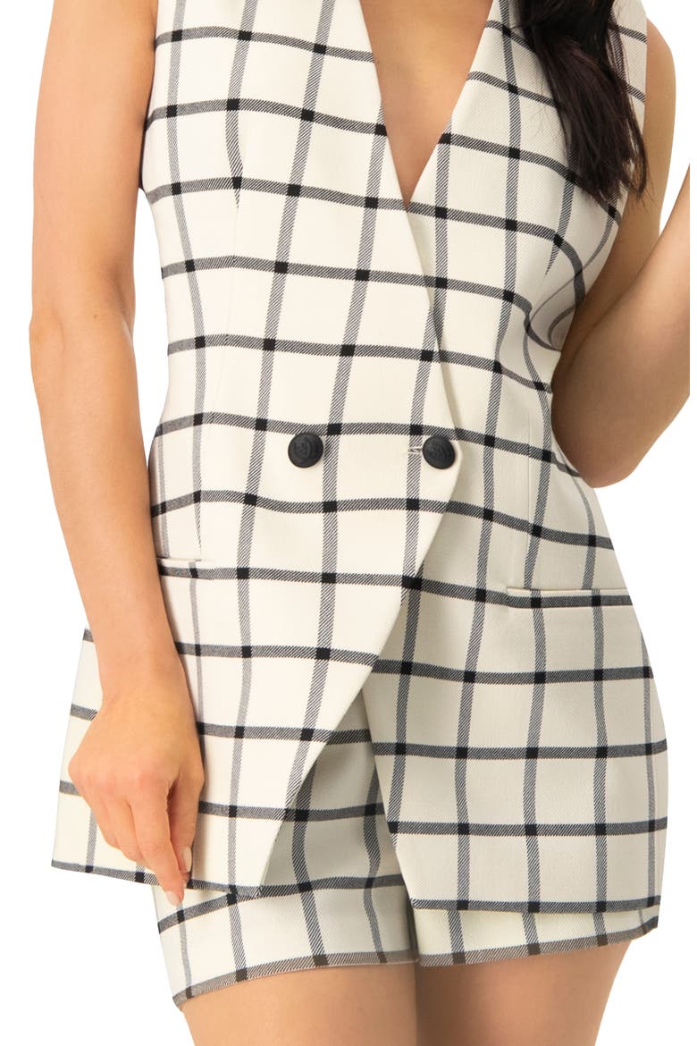 Check Double Breasted Vest, Alternate, color, Natural