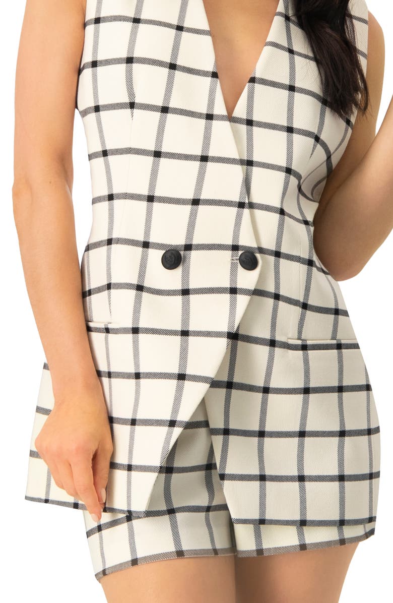 IVONNE Check Double Breasted Vest, Alternate, color, Natural