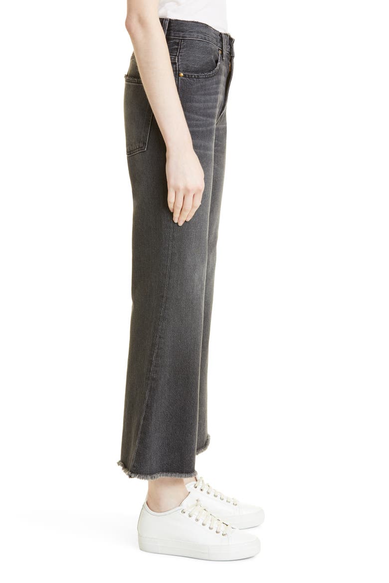 The Great The Kick Bell Raw Hem Crop Nonstretch Jeans, Alternate, color, ONYX WASH