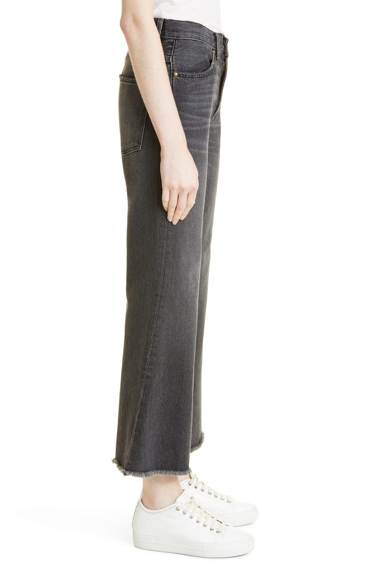 THE GREAT. The Great The Kick Bell Raw Hem Crop Nonstretch Jeans, Alternate, color, 
