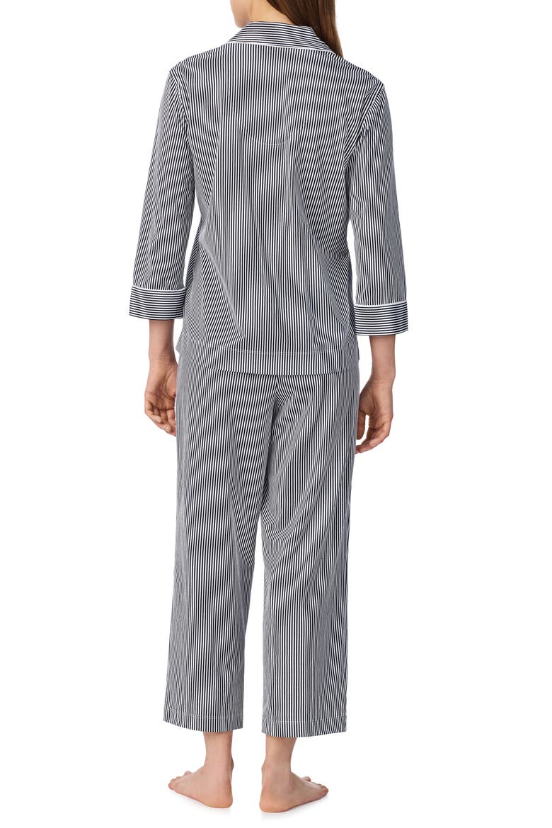 Knit Crop Cotton Pajamas, Alternate, color, NAVY WHITE STRIPE